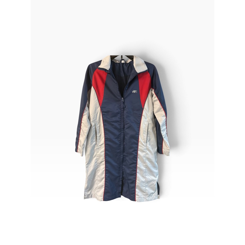 Hasema Navy Blue Silver Red Colorblock Longline Full Zip Track Jacket XS